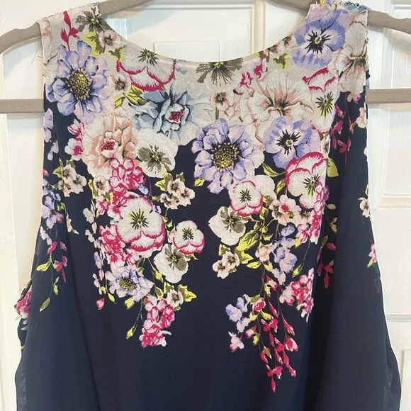 White House Black Market Navy Floral Border Maxi Dress - Picture 4 of 6